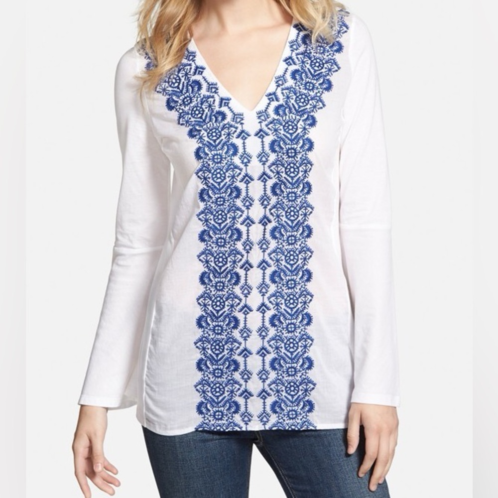 Michael Michael Kors White Embroidered Cotton Tunic Size 1X